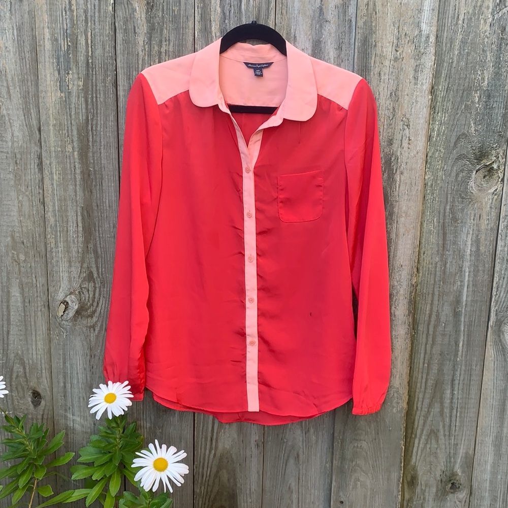AMERICAN EAGLE | Soft Silky Button Up Blouse